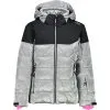 CMP Girl Snaps Hood Skijacke Silver / Nero Mel / Pink Fluo Kinder -Negozio Al Dettaglio Ski 190482 331 245 02