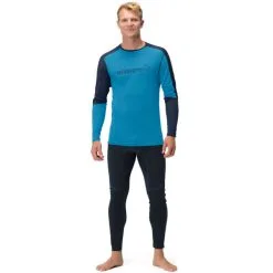 Norrøna Falketind Equaliser Merino Round Neck Funktionsshirt Lang Hawaiian Surf / Indigo Night Herren -Negozio Al Dettaglio Ski 349282 919 829 01 b