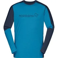 Norrøna Falketind Equaliser Merino Round Neck Funktionsshirt Lang Hawaiian Surf / Indigo Night Herren